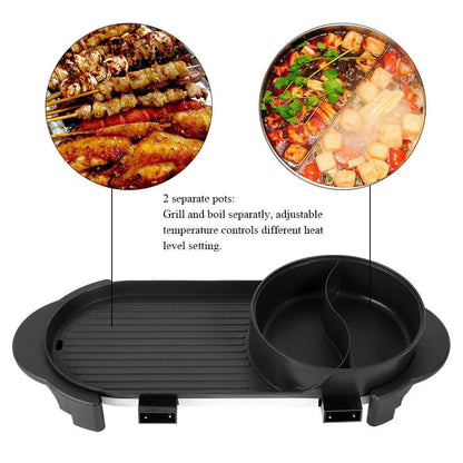 Hot Pot Grill Non-Stick Cooker 2-in-1 Electric by HitMyNeed
