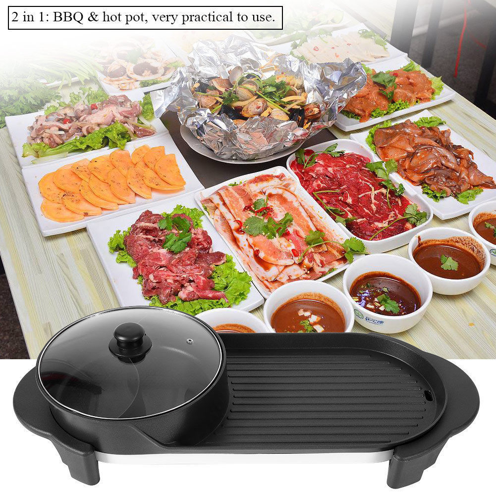 Hot Pot Grill Non-Stick Cooker 2-in-1 Electric by HitMyNeed