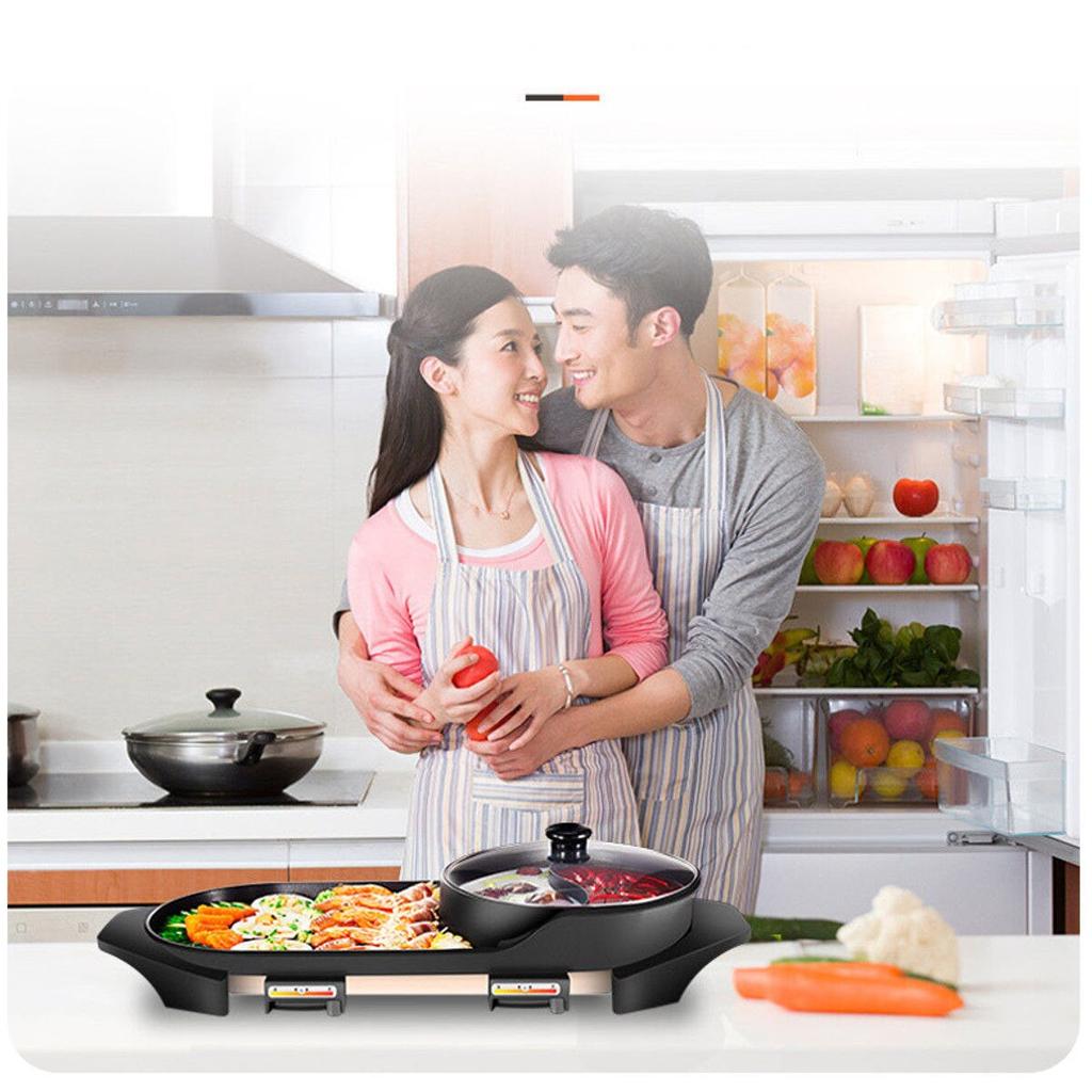 Hot Pot Grill Non-Stick Cooker 2-in-1 Electric by HitMyNeed
