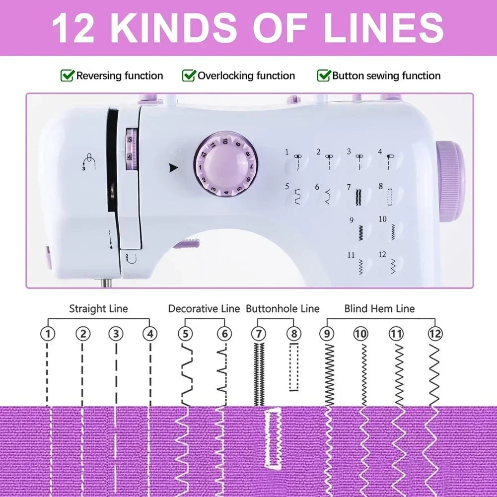 Household Mini Electric Sewing Machine with 12 Stitches by HitMyNeed