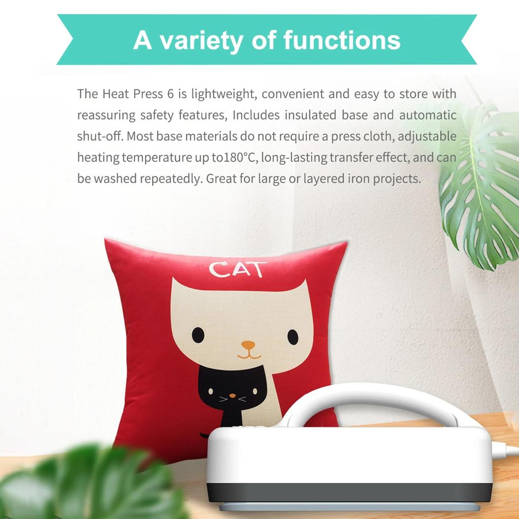 HP6 Mini Heat Press 7×5 Inch Handheld with Timer by HitMyNeed