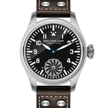Hruodland 43mm Pilot Manual Mechanical Watch black by HitMyNeed
