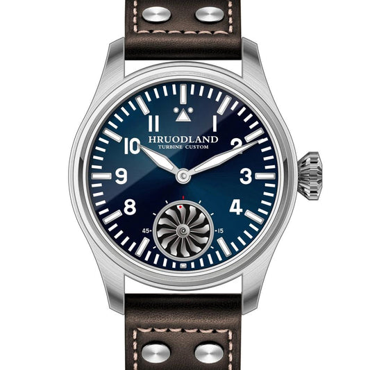 Hruodland 43mm Pilot Manual Mechanical Watch blue by HitMyNeed
