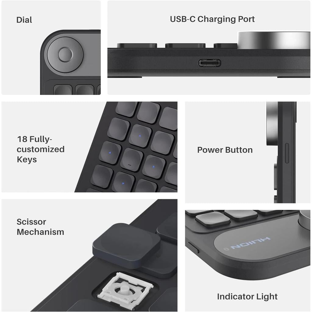 Huion Keydial Mini Wireless Keyboard with Dial by HitMyNeed