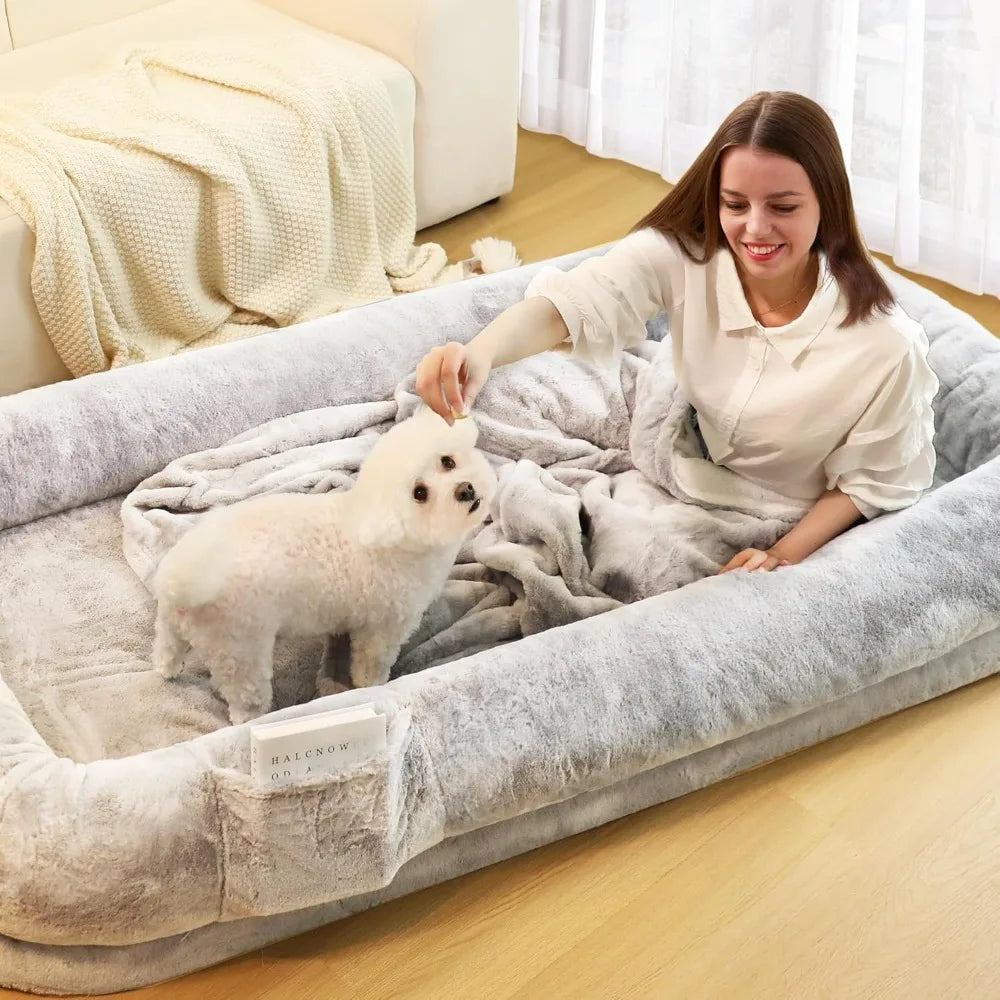 Human Dog Bed for Adults with Washable Waterproof Cover by HitMyNeed
