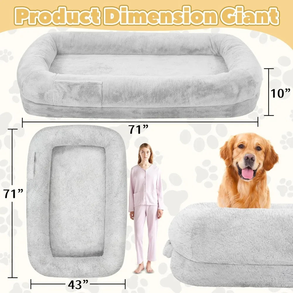 Human Dog Bed for Adults with Washable Waterproof Cover by HitMyNeed