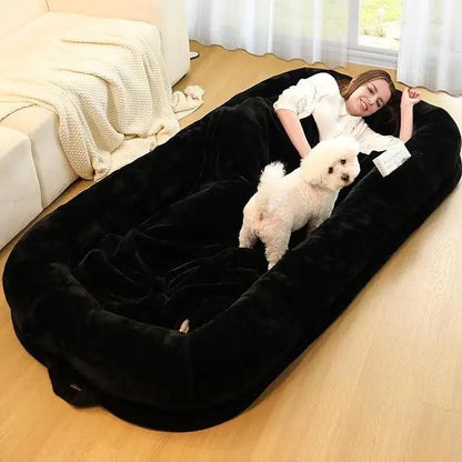 Human Dog Bed for Adults with Washable Waterproof Cover black by HitMyNeed