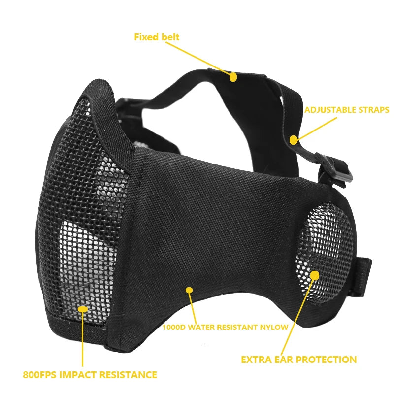 Hunting Foldable Mesh Airsoft Mask with Ear Protection by HitMyNeed