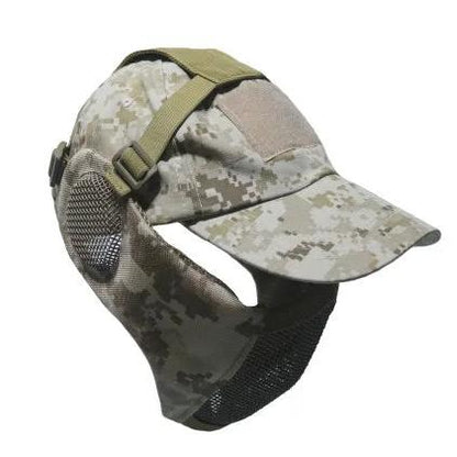 Hunting Foldable Mesh Airsoft Mask with Ear Protection desert by HitMyNeed