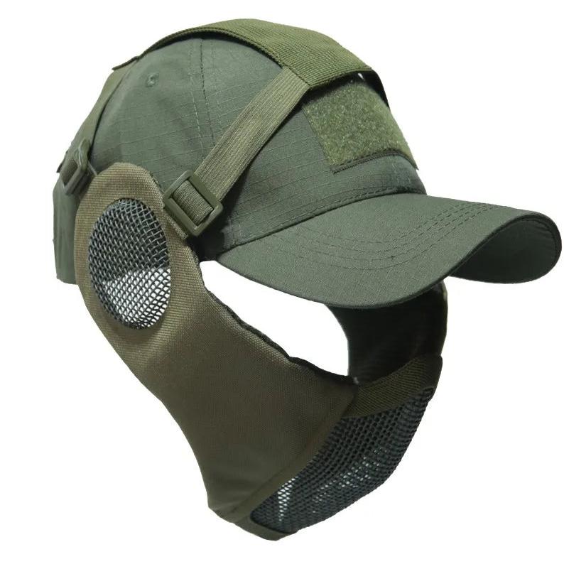 Hunting Foldable Mesh Airsoft Mask with Ear Protection green by HitMyNeed