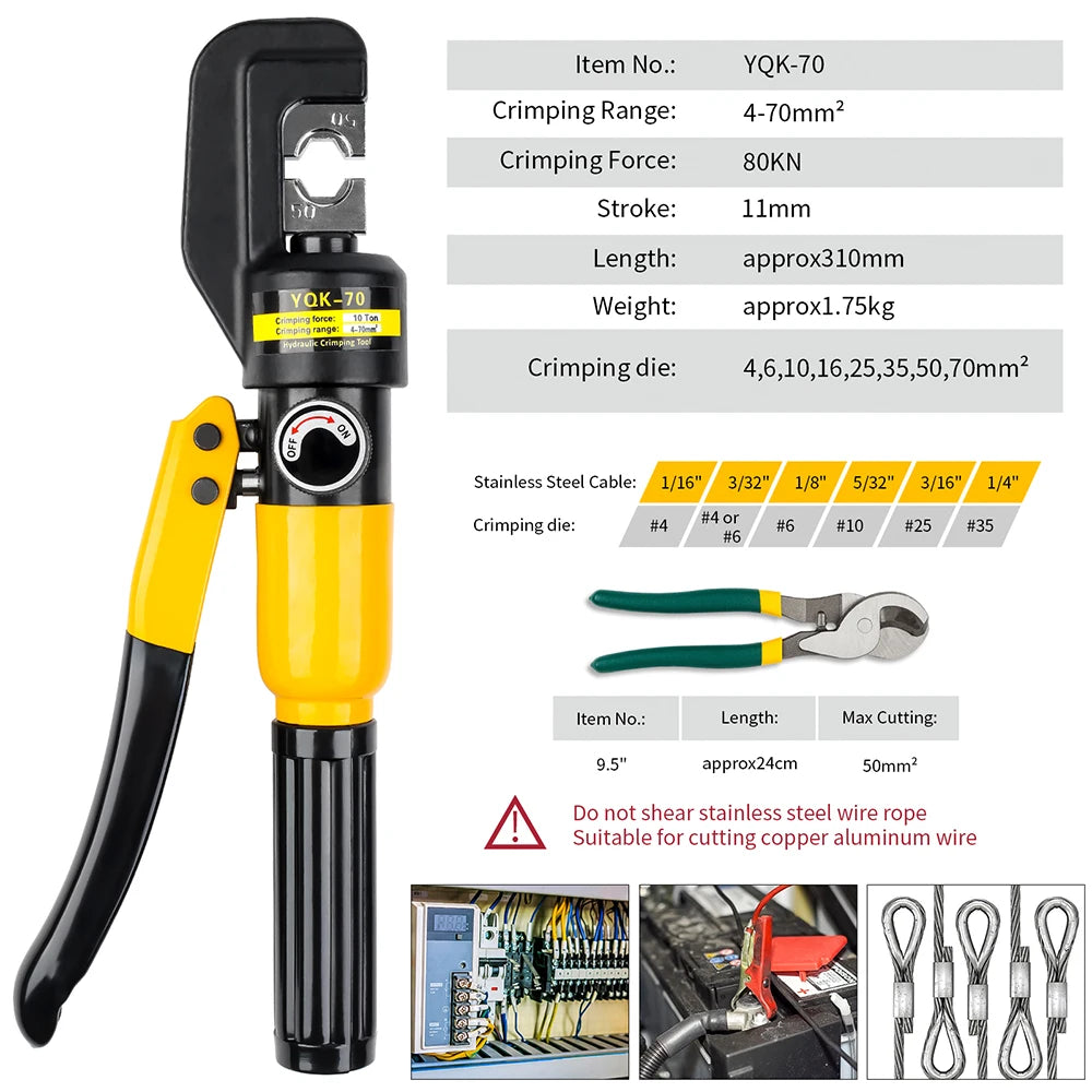 Hydraulic Crimping Pliers 4-120mm² with Dies Set by HitMyNeed