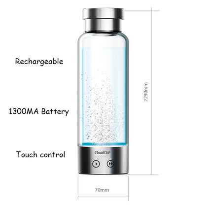 Hydrogen Water Bottle 480mL Rechargeable Glass by HitMyNeed