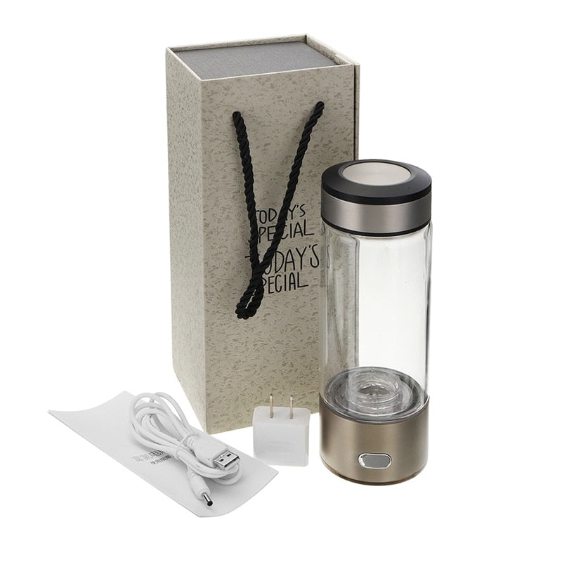 Hydrogen Water Bottle Ionizer with Glass Chamber by HitMyNeed