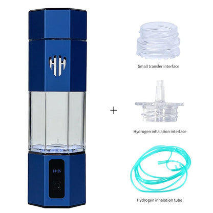 Hydrogen Water Generator Bottle 6000ppb H2 & Inhalation blue-with-kit by HitMyNeed