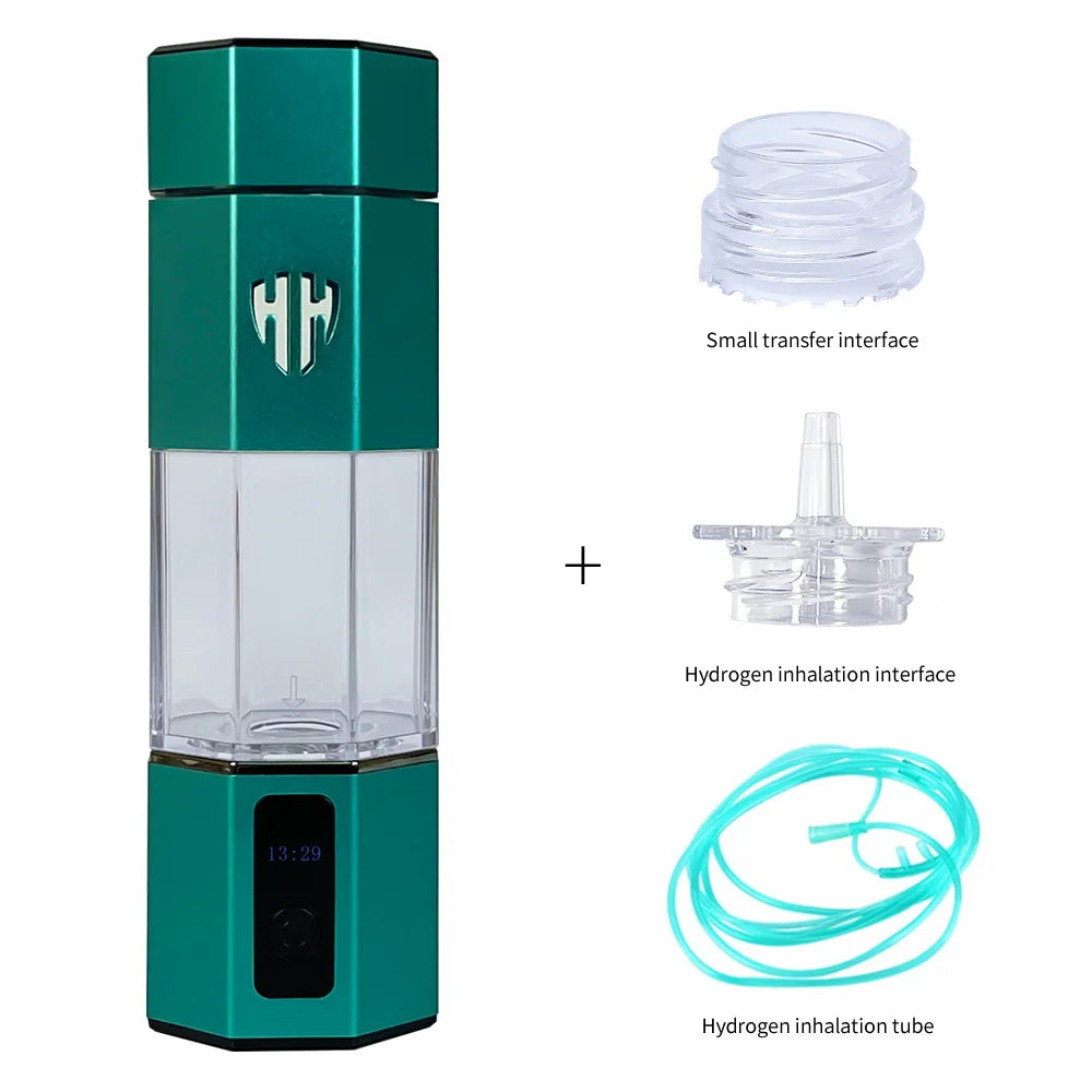 Hydrogen Water Generator Bottle 6000ppb H2 & Inhalation green-with-kit by HitMyNeed