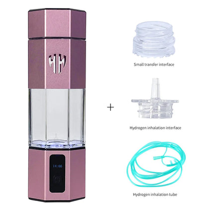 Hydrogen Water Generator Bottle 6000ppb H2 & Inhalation pink-with-kit by HitMyNeed