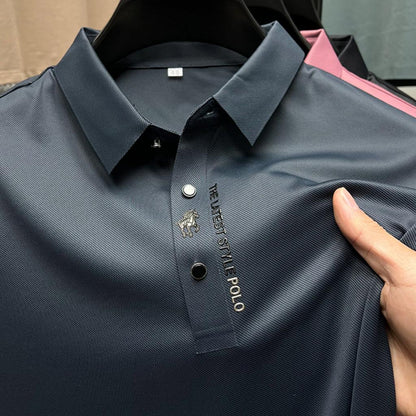 Ice Silk Embroidered Polo Shirt for Men by HitMyNeed