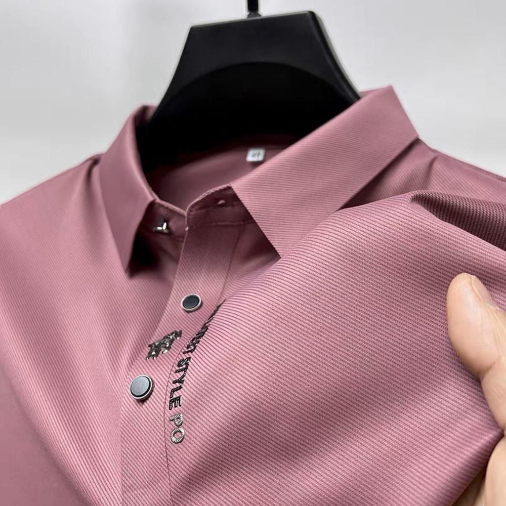 Ice Silk Embroidered Polo Shirt for Men by HitMyNeed