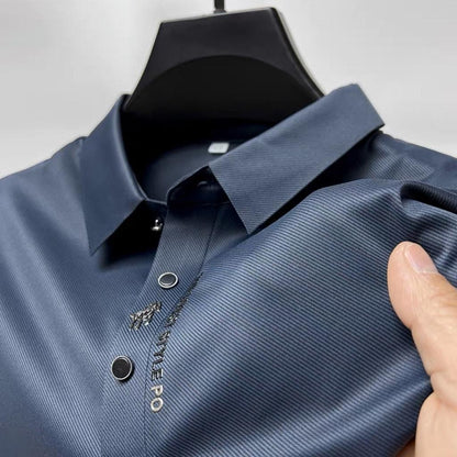 Ice Silk Embroidered Polo Shirt for Men by HitMyNeed