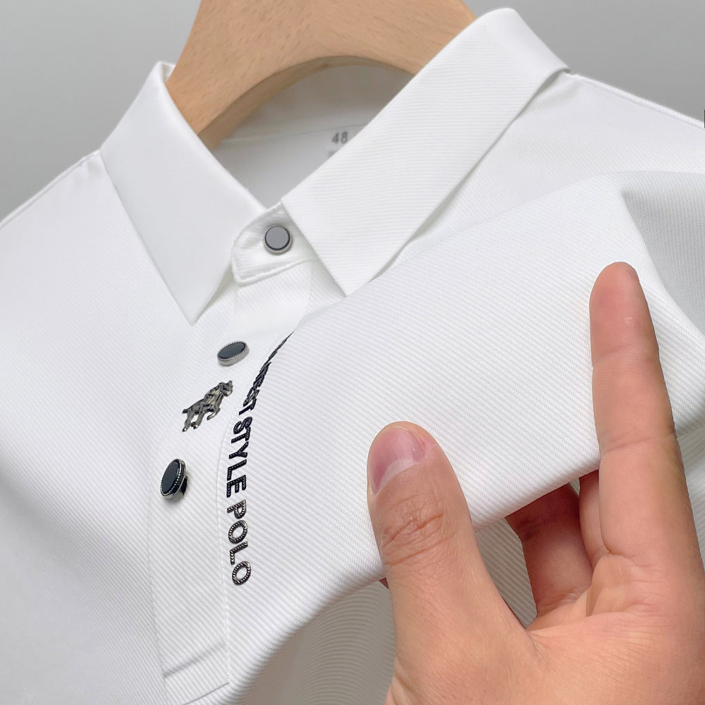 Ice Silk Embroidered Polo Shirt for Men by HitMyNeed