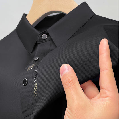 Ice Silk Embroidered Polo Shirt for Men by HitMyNeed