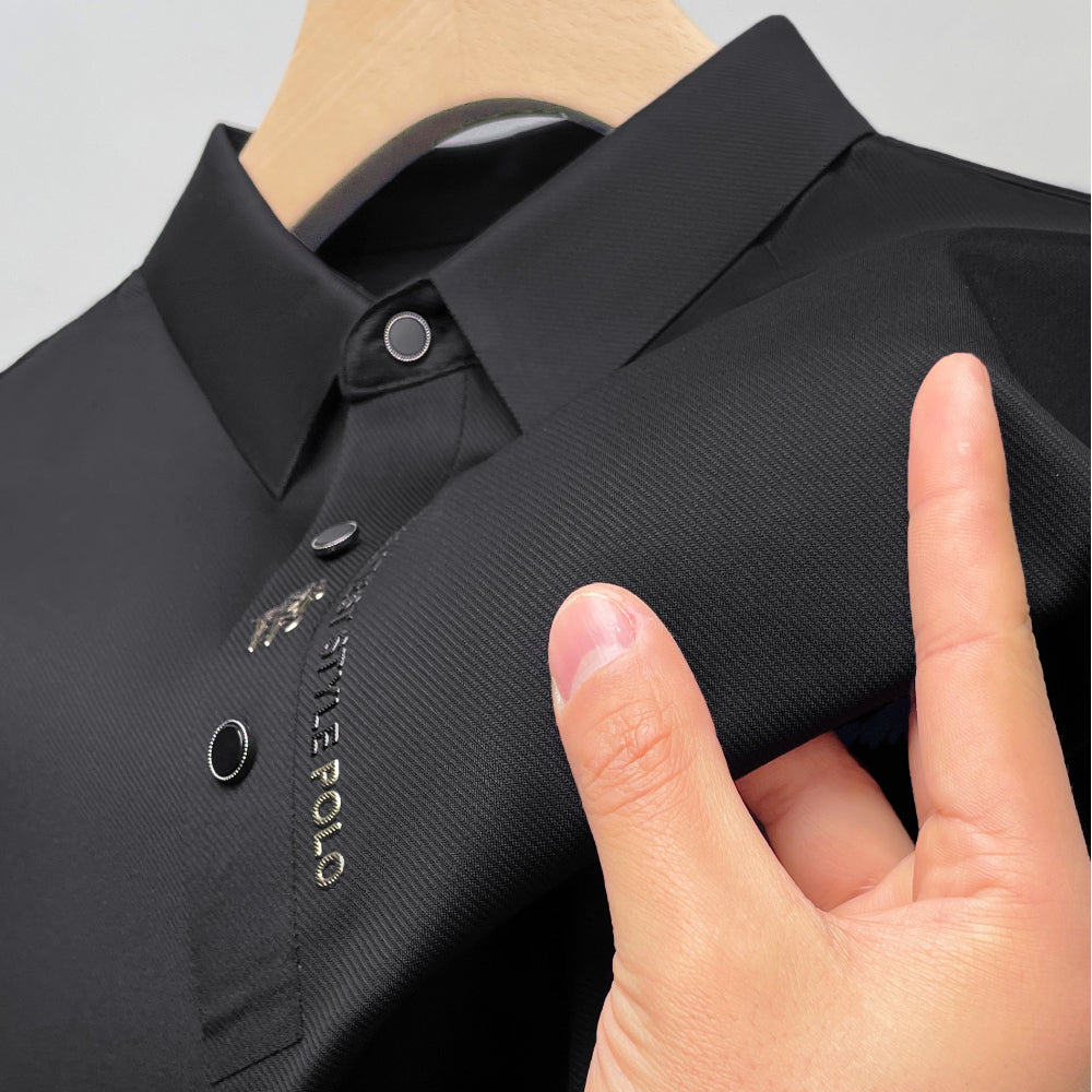 Ice Silk Embroidered Polo Shirt for Men hei xl-fits-65-75kg by HitMyNeed