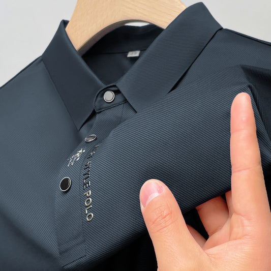 Ice Silk Embroidered Polo Shirt for Men shang 3xl-fits-85-90kg by HitMyNeed