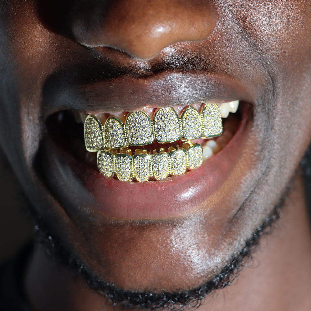 Iced Out CZ Teeth Grillz Set - Gold & Silver Tone by HitMyNeed