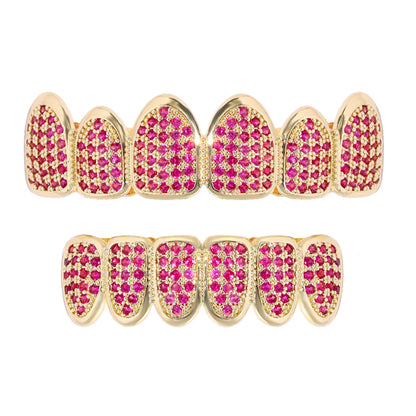 Iced Out CZ Teeth Grillz Set - Gold & Silver Tone gold-set-rr by HitMyNeed