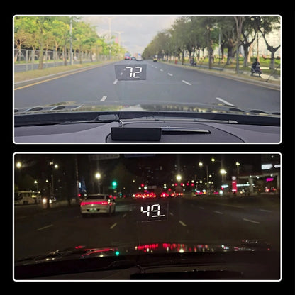 In‑Vehicle Digital HUD Speedometer with GPS Compass white-mph by HitMyNeed