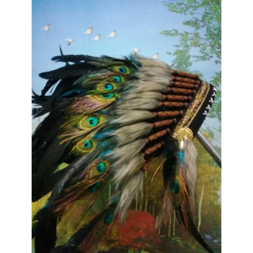 Indian Style Feather Headdress Costume Headpiece by HitMyNeed