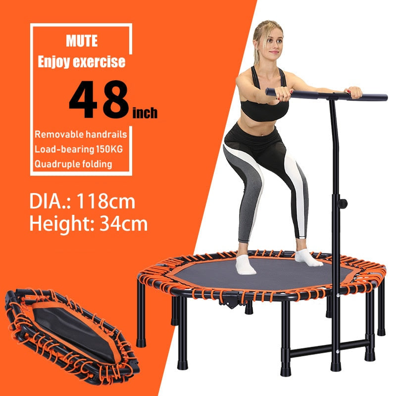 Indoor Fitness Trampoline with Adjustable Handrail by HitMyNeed
