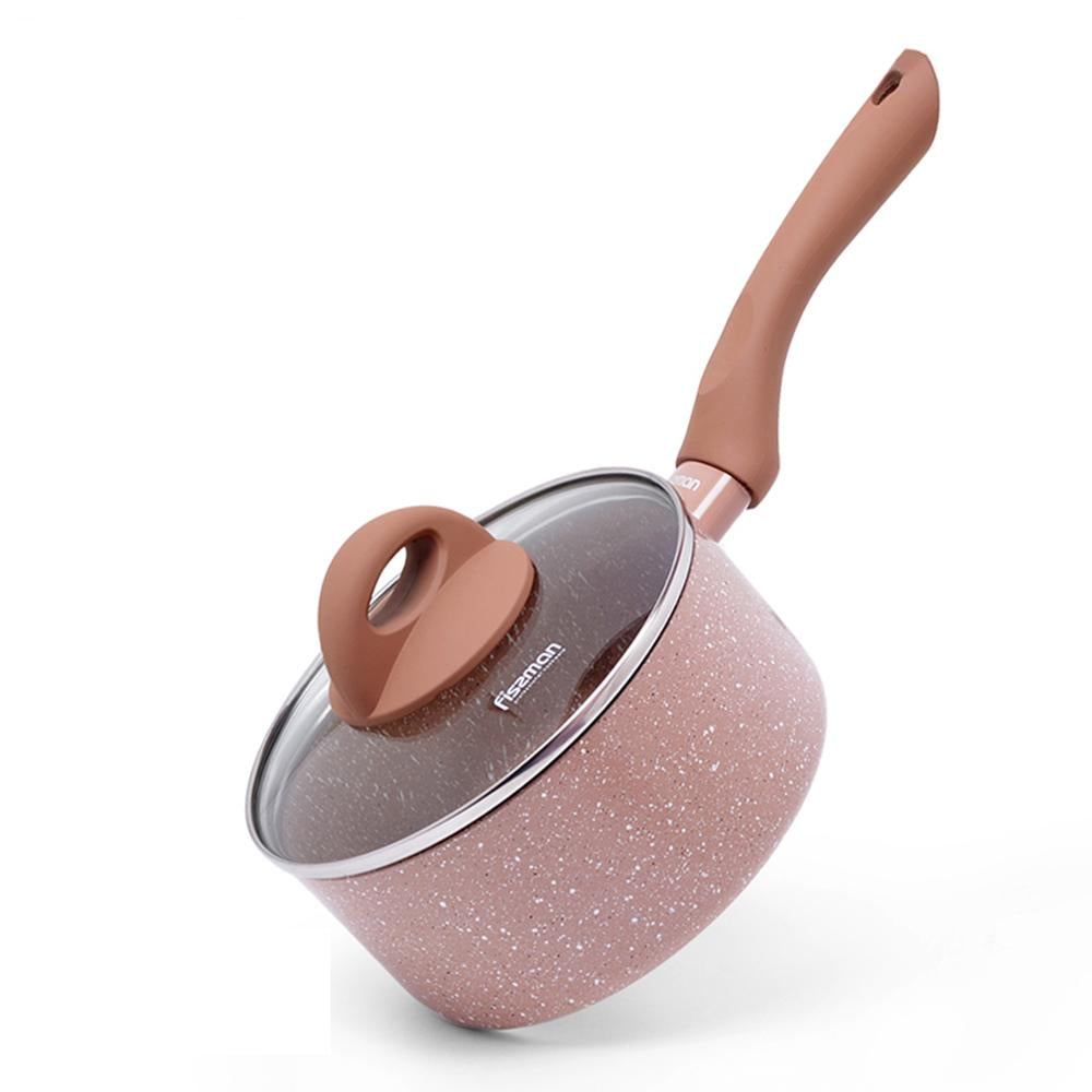 Induction Saucepan with Glass Lid, 16cm Non-Stick by HitMyNeed