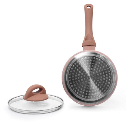 Induction Saucepan with Glass Lid, 16cm Non-Stick by HitMyNeed