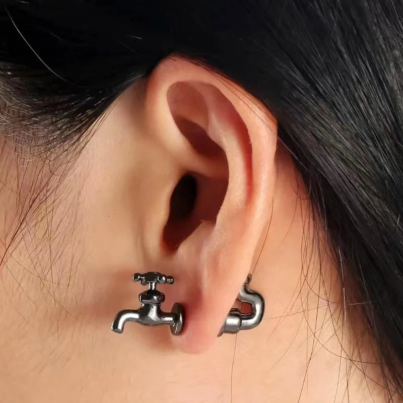 Industrial Punk Faucet Stud Earrings for Men & Women by HitMyNeed