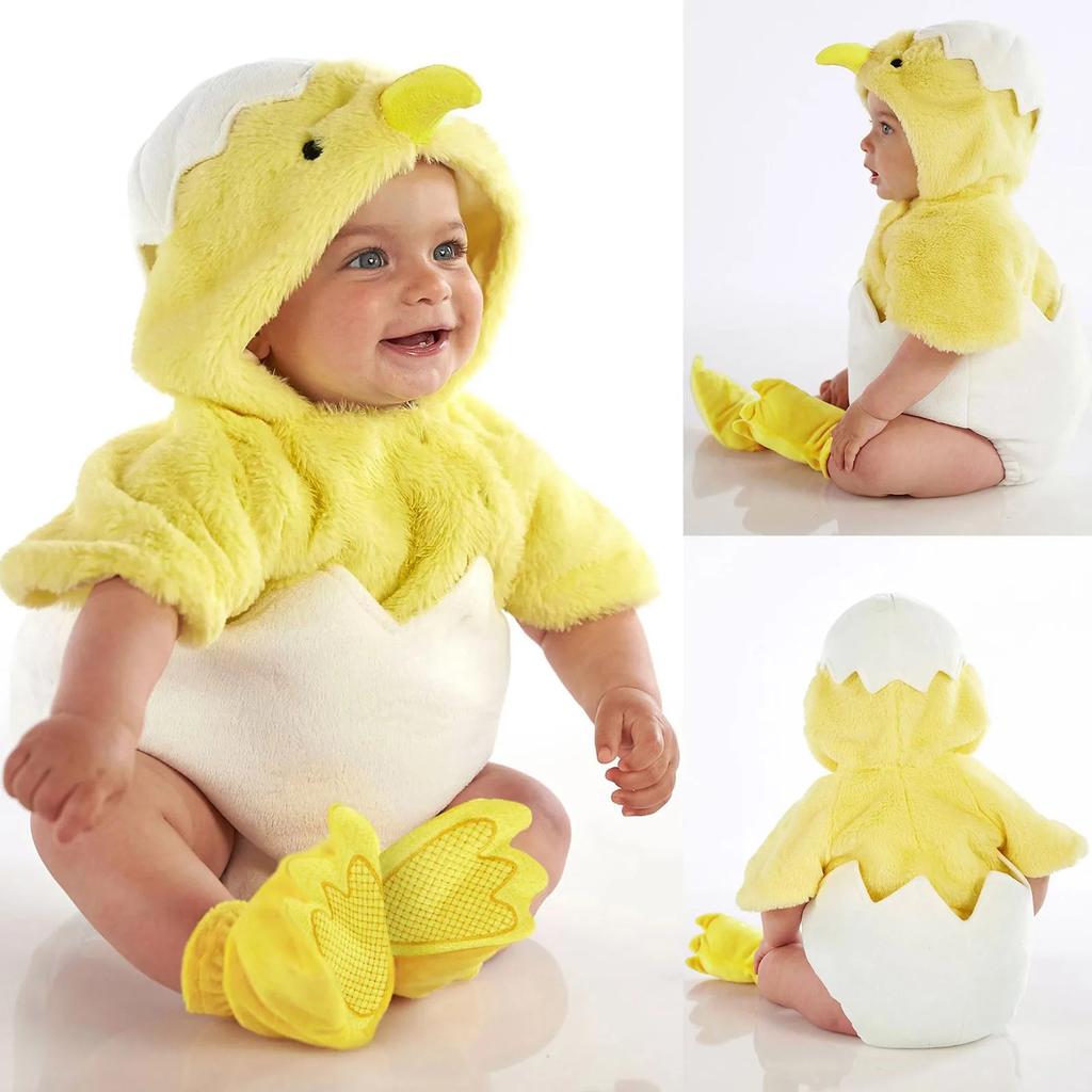 Infant Chicken Fleece Hooded Jumpsuit with Booties by HitMyNeed