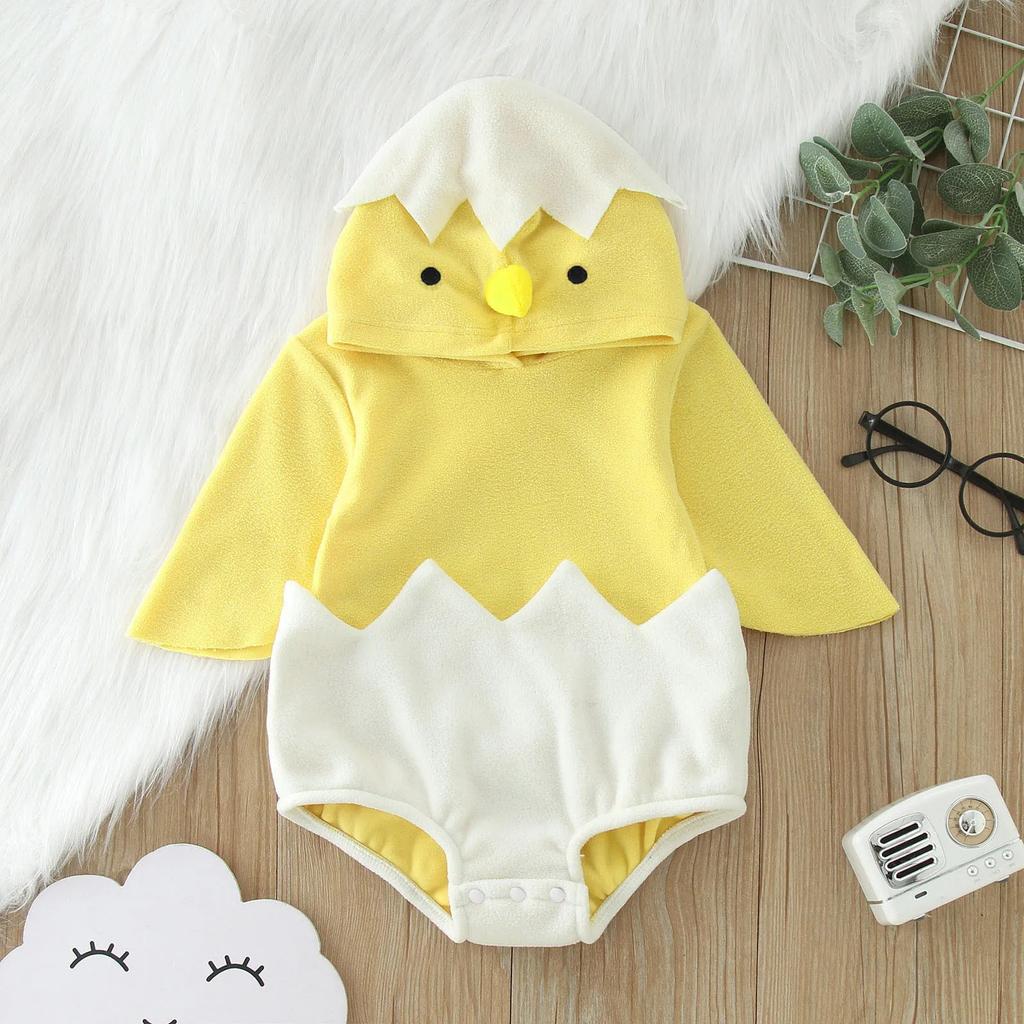 Infant Chicken Fleece Hooded Jumpsuit with Booties by HitMyNeed