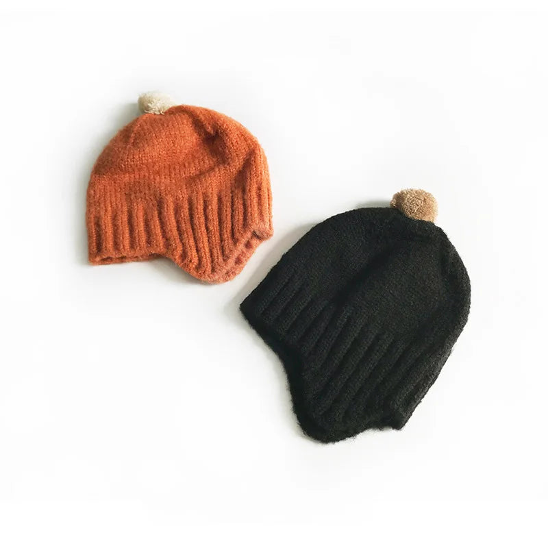 Infant Pom Hat with Ear Flaps for Winter Warmth by HitMyNeed