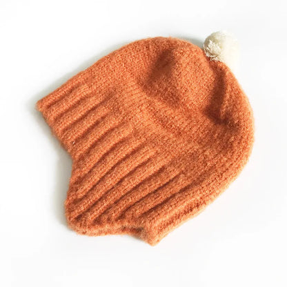 Infant Pom Hat with Ear Flaps for Winter Warmth b-orange by HitMyNeed