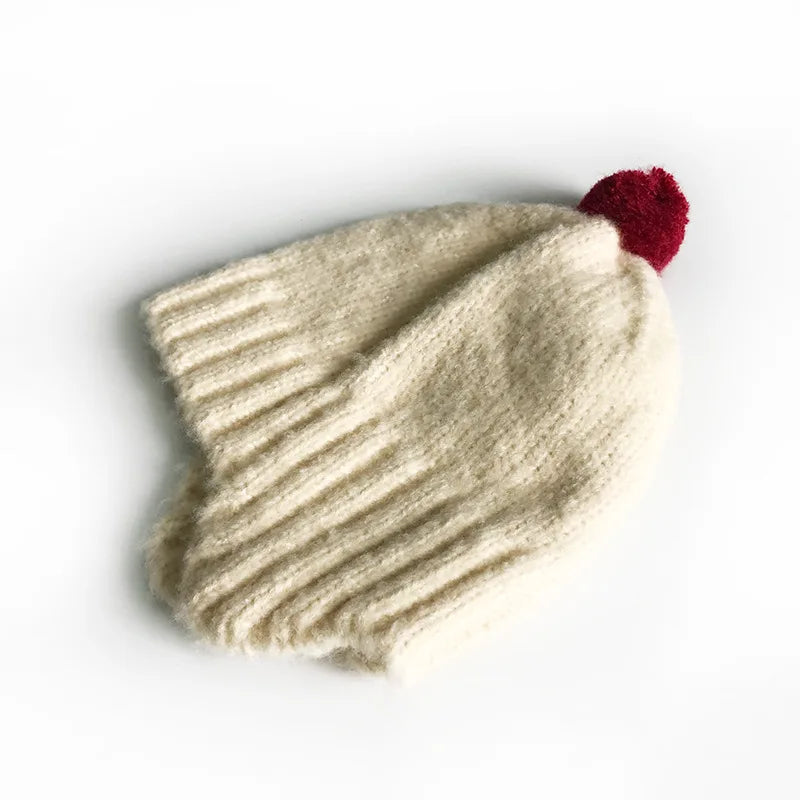 Infant Pom Hat with Ear Flaps for Winter Warmth c-beige by HitMyNeed