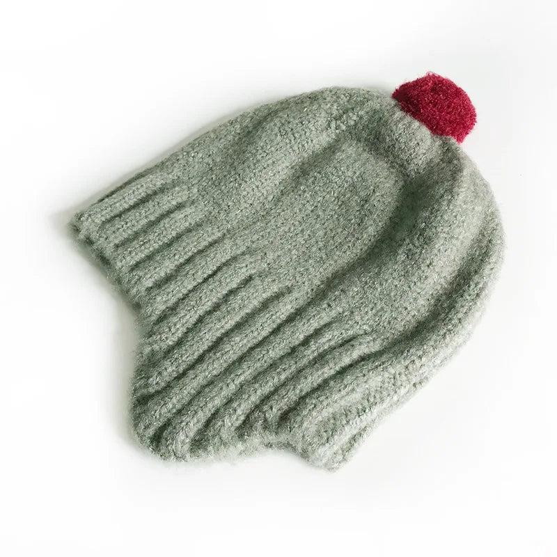 Infant Pom Hat with Ear Flaps for Winter Warmth e-gray by HitMyNeed