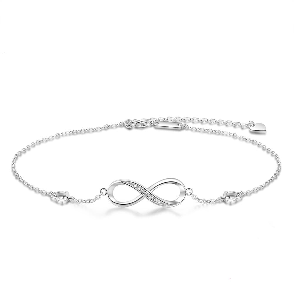 Infinity Anklet in 925 Sterling Silver with Zircon by HitMyNeed