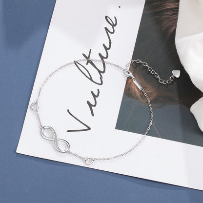 Infinity Anklet in 925 Sterling Silver with Zircon by HitMyNeed