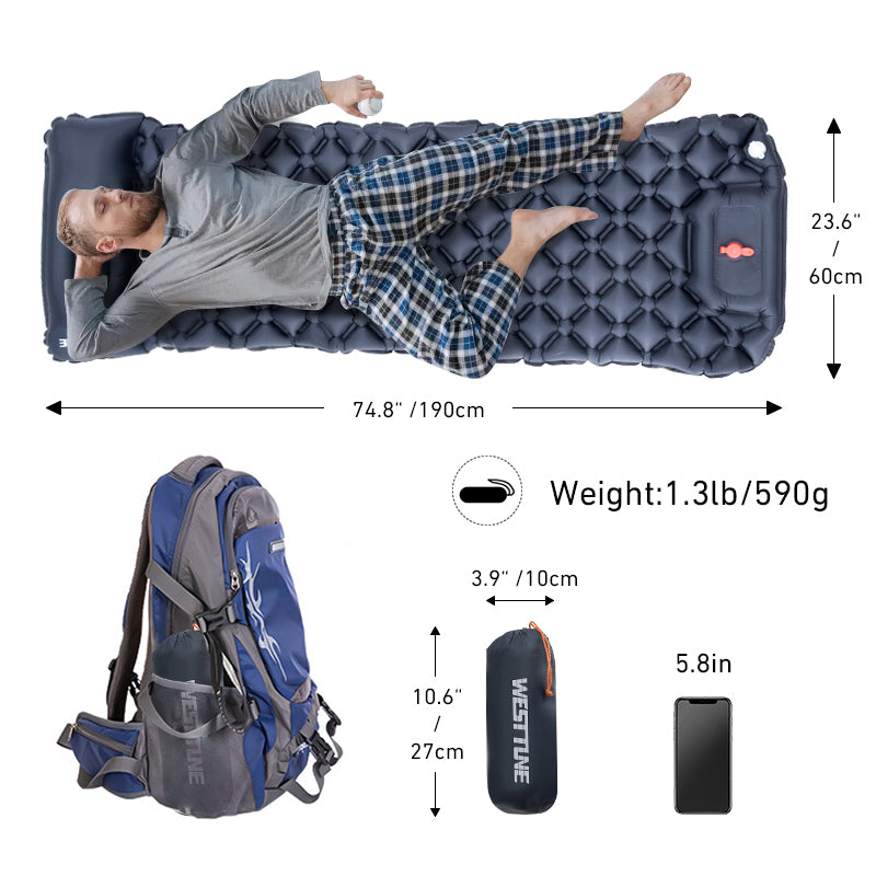 Inflatable Backpacking Sleeping Mat with Air Pump by HitMyNeed