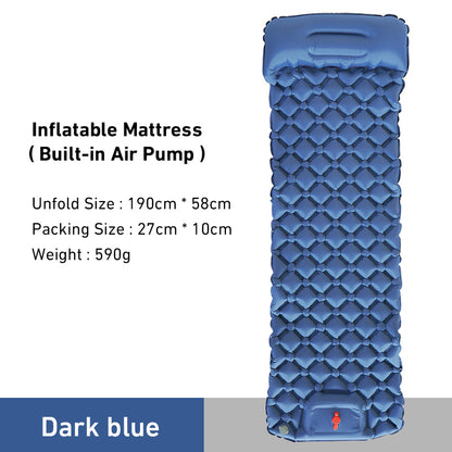 Inflatable Backpacking Sleeping Mat with Air Pump dark-blue by HitMyNeed