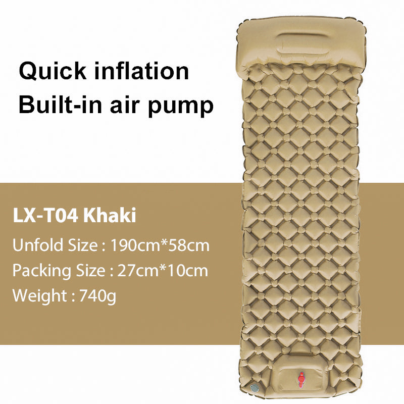 Inflatable Backpacking Sleeping Mat with Air Pump khaki by HitMyNeed