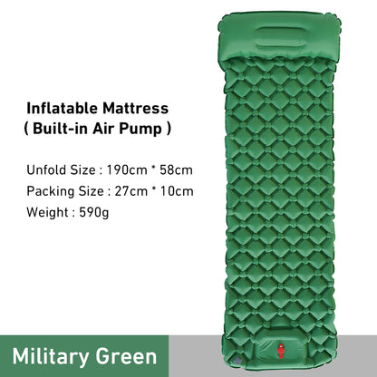 Inflatable Backpacking Sleeping Mat with Air Pump military-green by HitMyNeed