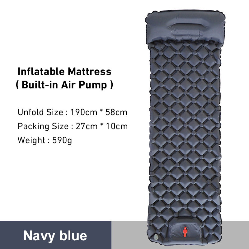 Inflatable Backpacking Sleeping Mat with Air Pump navy-blue by HitMyNeed