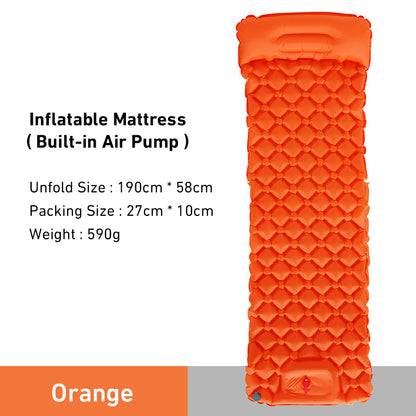 Inflatable Backpacking Sleeping Mat with Air Pump orange by HitMyNeed