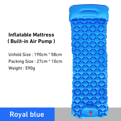 Inflatable Backpacking Sleeping Mat with Air Pump royal-blue by HitMyNeed